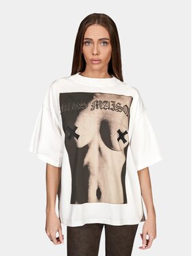 MADE BY SOCIETY MADE BY SOCIETY T-Shirt Nude Code - T28029 Biały Basic Fit