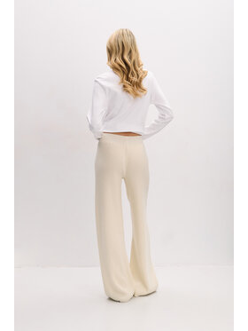 Fobya Fobya Spodnie dzianinowe F2085 Écru Basic Fit
