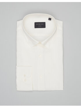 Borgio Borgio Koszula linosa 00667 Biały Slim Fit