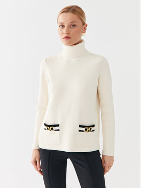 Elisabetta Franchi Elisabetta Franchi Rollkragenpullover MK-70S-36E2-V350 Écru Regular Fit