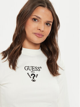 Guess Bluza Colette V4YI23 KCDH1 Écru Slim Fit