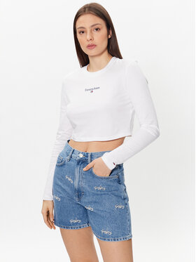 Tommy Jeans Tommy Jeans Bluză Essential Logo DW0DW15443 Alb Cropped Fit