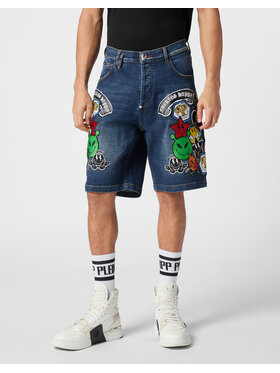 PHILIPP PLEIN PHILIPP PLEIN Szorty jeansowe 22649 Niebieski jasny Loose Fit