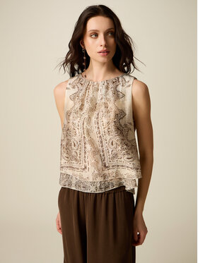 Oltre Oltre Bluzka 2120R003220N0R2 Kremowy Regular Fit