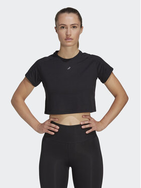 adidas adidas Tehnička majica AEROREADY Train Essentials 3 Bar Logo Crop HR7789 Crna Regular Fit