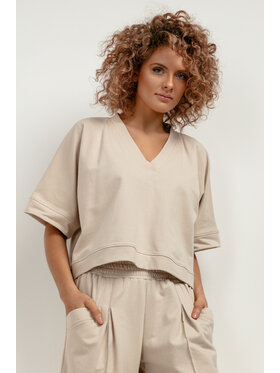Tessita Tessita Bluza T416/3/XS-S Beżowy Loose Fit
