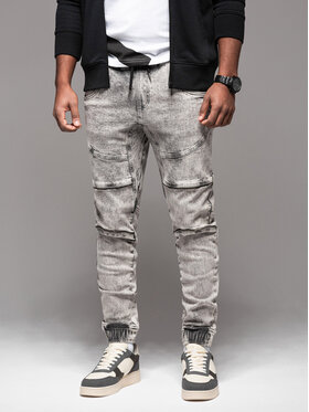 Ombre Ombre Jeansy OM-PADJ-0243 Szary Regular Fit