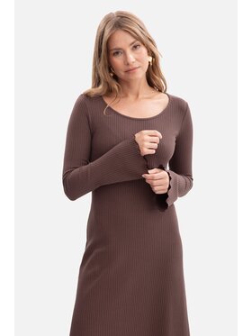 BeWear BeWear Sukienka dzianinowa b308 Brązowy Baggy Fit