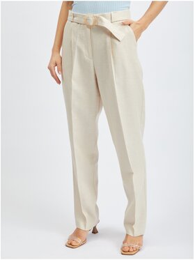 Orsay Orsay Spodnie damskie 361014048000__40 Beżowy Regular Fit