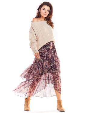 Awama Awama Spódnica A331 Kolorowy Basic Fit