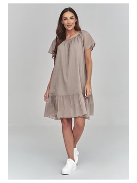 Makadamia Makadamia Sukienka codzienna C63 Brązowy Loose Fit