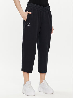 Under Armour Under Armour Παντελόνι φόρμας Ua Rival Terry Crop Wide Leg 1382737-001 Μαύρο Loose Fit