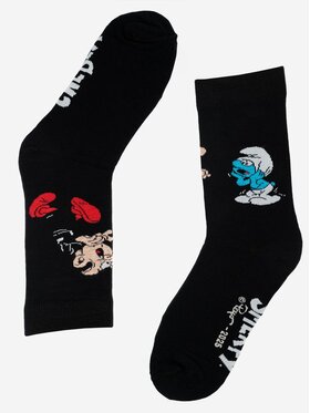 Smerfy Smerfy Skarpety Wysokie Męskie Długie Skarpetki Czarne Smerfy Gargamel Hunt uni Czarny