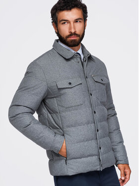 Ombre Ombre Kurtka przejściowa OM-JALP-0256 Szary Regular Fit