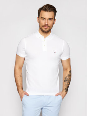 Tommy Hilfiger Tommy Hilfiger Тениска с яка и копчета 1985 MW0MW17771 Бял Slim Fit