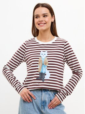 Manii'ta Lacitta Manii'ta Lacitta Longsleeve Printed Longsleeve Brązowy Regular Fit