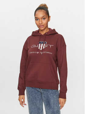 Gant Gant Džemperis ar kapuci Rel Archive Shield Hoodie 4204567 Sarkans Relaxed Fit