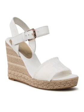 Tommy Hilfiger Espadrile Ecru Denim Wedge Sandal FW0FW07191 Écru