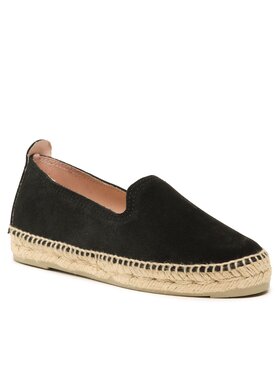 Manebi Espadrile Suede Flat Espadrilles Črna