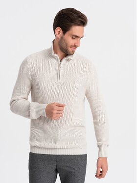 Ombre Ombre Sweter OM-SWZS-0105 Biały Regular Fit