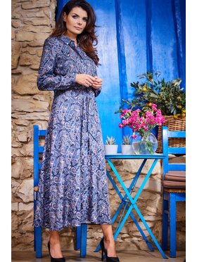 Awama Awama Vestito chemisier A467 Blu scuro Basic Fit