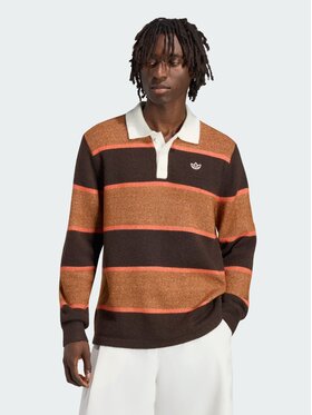 adidas adidas Polo 173786 Brązowy ciemny Regular Fit
