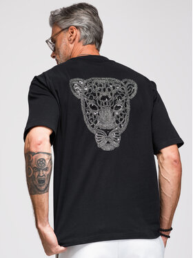 Ombre Ombre T-Shirt OM-TSCT-0279 Czarny Loose Fit