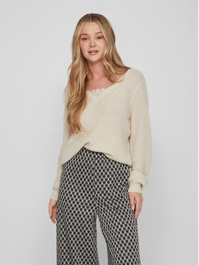Vila Vila Пуловер 14088099 Бежов Regular Fit