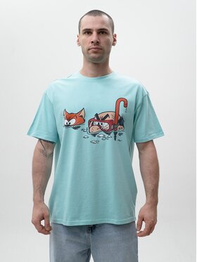 Smerfy Smerfy T-Shirt Szeroka Luźna Gargamel 129180 Niebieski Oversize