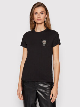 KARL LAGERFELD KARL LAGERFELD T-shirt Ikonik Mini Rhinestone 216W1731 Noir Regular Fit