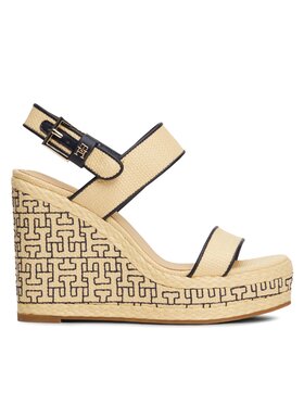 Tommy Hilfiger Tommy Hilfiger Sandály Platform Th Mono Rafia Wedge FW0FW08052 Béžová