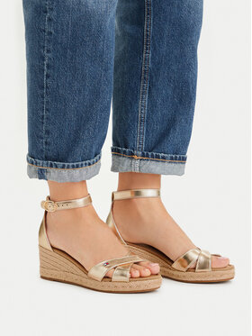 Tommy Hilfiger Tommy Hilfiger Espadrillid Metalic Crossover Strap FW0FW09333 Kuldne
