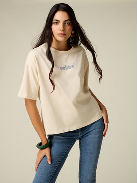 Oltre Oltre T-Shirt G018J004661N021 Kremowy Over Fit