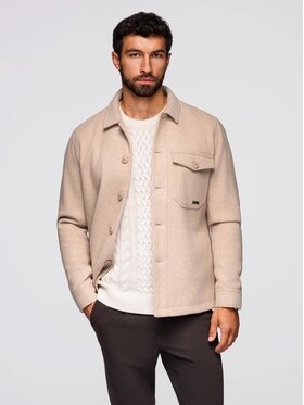 Ombre Ombre Kurtka przejściowa OM-JANP-0291 Beżowy Regular Fit