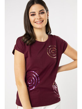 QUIOSQUE QUIOSQUE Bluzka 19-TD-171 Bordowy Regular Fit
