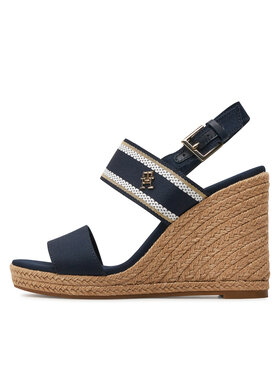 Tommy Hilfiger Espadrile Webbing High Wedge Sandal FW0FW08045 Mornarsko Modra