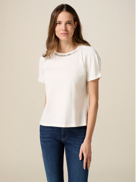 Oltre Oltre T-Shirt G095J004332N011 Biały Regular Fit