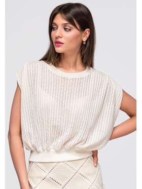 Ombre Ombre Bluzka OW-TS-E0045 Beżowy Loose Fit