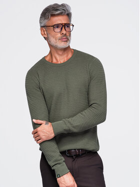 Ombre Ombre Sweter OM-SWSW-0119 Zielony Regular Fit