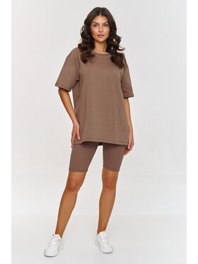 Makadamia Makadamia Komplet t-shirt i legginsy A7 Brązowy Loose Fit