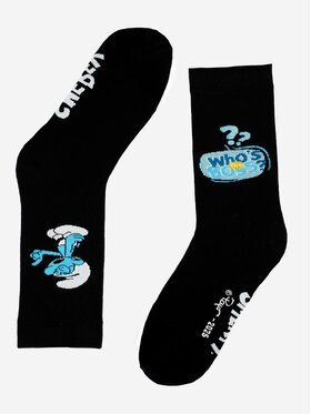 Smerfy Smerfy Skarpety Wysokie Męskie Długie Skarpetki Czarne Smerfy Ważniak Boss uni Czarny