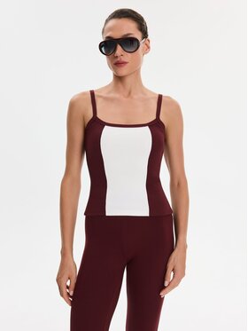 Nudyess Nudyess Top Alex z prążka Bordowy Slim Fit
