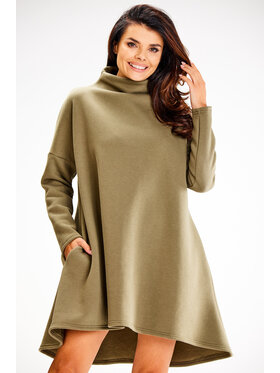 Awama Awama Úpletové šaty A609 Khaki Basic Fit