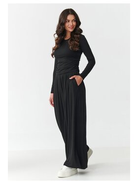 Makadamia Makadamia Komplet bluzka i spodnie M892 Czarny Loose Fit