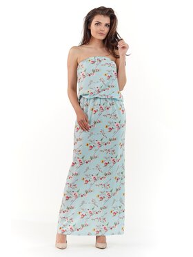 Awama Awama Sukienka letnia A219 Niebieski Basic Fit