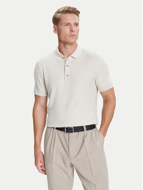 BOSS BOSS Тениска с яка и копчета H-Iannotti 50543148 Бежов Regular Fit