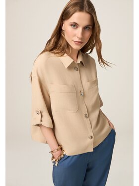 Oltre Oltre Kurtka outdoor R205J000289N002 Écru Regular Fit