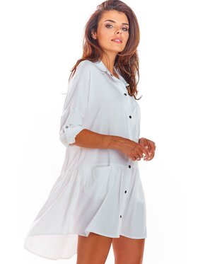 Awama Awama Sukienka letnia A300 Biały Basic Fit