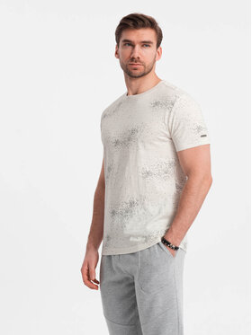 Ombre Ombre T-Shirt OM-TSFP-0179 Béžová Regular Fit