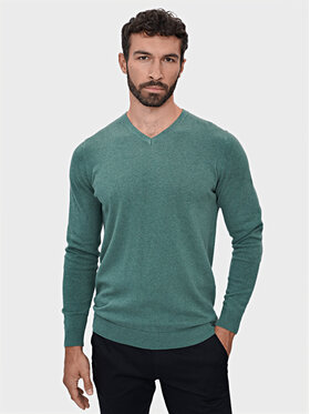 Evenemen Evenemen Sweter V-NECK GREEN Zielony Slim Fit